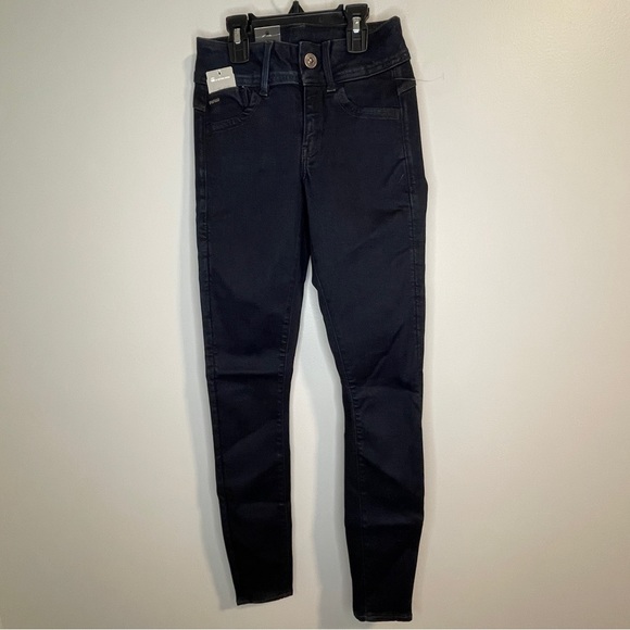 G-Star RAW Lynn Mid Rise Super Skinny Dark Rinsed Stretch Jeans 24x30 - Picture 1 of 8